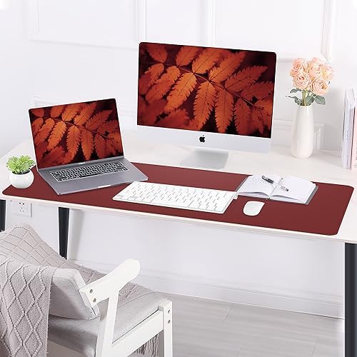 AFIING Leahter Desk Pad 47" x 17", Red,Desk Cover mat - Image 6