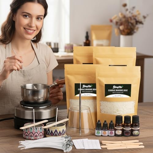 Candle Making Kit for Beginners, Soy Wax Candle Making Supplies with Natural Soy Wax, Essential Oils, Melting Pot, Candle Dye & Candle wicks ,Wick placing tube ,DIY Home Craft Gift for Adults & Women - Image 3