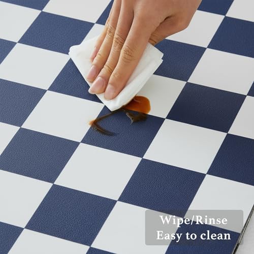 Ohocut Checkered Dish Drying Mat for Kitchen Counter, Coffee Bar Station Accessories, Retro Cute Aesthetic Modern Absorbent Drainer Mat Kitchen Drying Mat Easy Clean (Navy Blue, 24" x 16") - Image 5