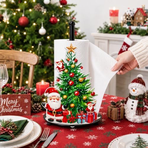 Christmas Tree Paper Towel Holder, Santa Claus Xmas Trees Decor for Countertop Cute Vintage Home Table Accessories, Housewarming Birthday Gifts - Image 6