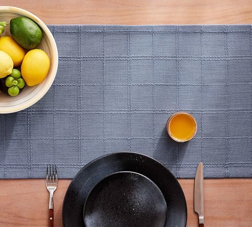 ZeeMart Linen Checked Farmhouse Table Runner, 13x36 Inches Blue - Image 7