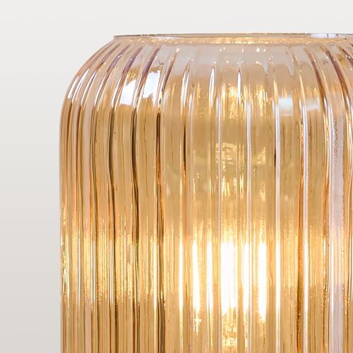 Mid Century Modern Table Lamp, 6" Amber Glass Desk Lamp Plug in - Image 3