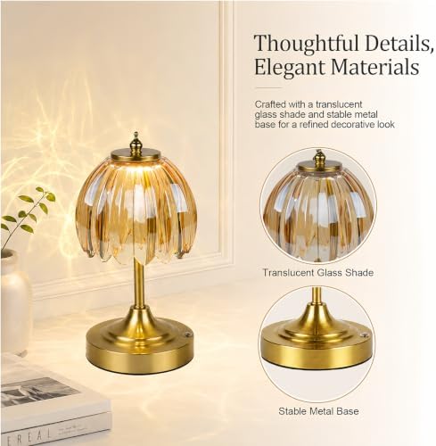 Upgrade Mini Tulip Cordless Table Lamp, Home Décor-Amber - Image 6
