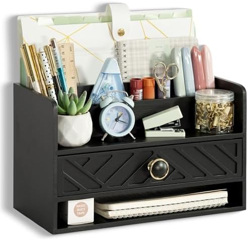 Desk Organizer with Drawer, Countertop Bill Mail Organizer and File Storage by dreampossible