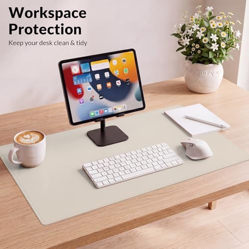 Leather Desk pad Protector, Large Desk mat with Natural Cork & PU Leather,Mouse pad,Non-Slip Office Desk Mat,Waterproof Desk Writing Pad for Office and Home (35in*17in,Beige) - Image 6