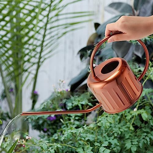 34oz/1L Stainless Steel Watering Can - Indoor/Outdoor Plant Watering Can with Long Spout, Rust-Proof for Succulents, Houseplants, Garden - Modern Minimalist Design (Copper Color) - Image 6