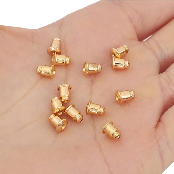18K Gold Plated Bullet Earring Backstops 5x5mm 200pcs for Replacement DIY Jewelry Making Findings