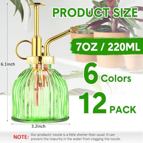 Maxdot 12Pcs Glass Plant Mister Spray Bottle 220ml, Gold Sprayer - Image 3