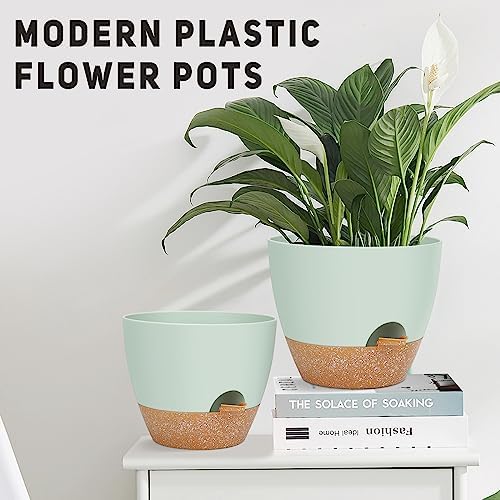 YNNICO 12" 10" 9" Large Self Watering Plant Pots for Indoor Outdoor Plants - Image 3