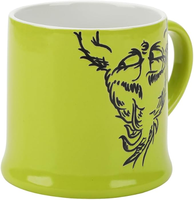 Bioworld The Grinch Upside-Down Character 16 Oz Wax Resistant Green Ceramic Mug