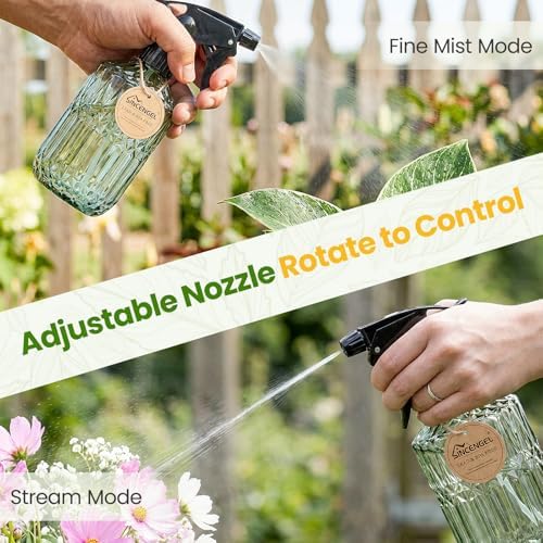 Watering Can for Indoor Plants, 20 oz Metal Small Plant Watering Can with Long Spout for House Plants, 13.5 oz Glass Plant Mister Spray Bottle for Bonsai Garden Flowers Decorative (Green) - Image 4