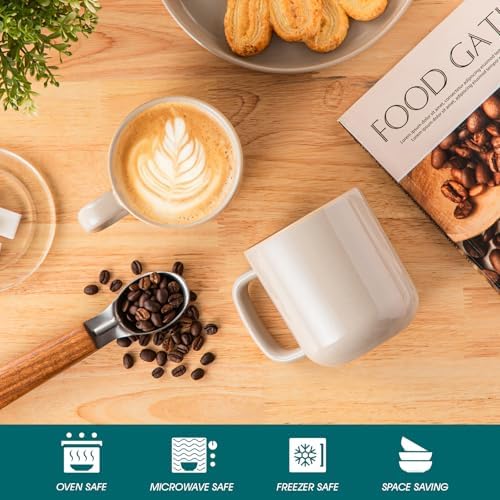 vancasso 16 oz Coffee Mugs Set of 6, Large Ceramic Mug with Handle, Unique Glaze Coffee Cups for Latte, Cappuccino & Hot Cocoa, Dishwasher & Microwave Safe, Gray, Series PLAYA - Image 4