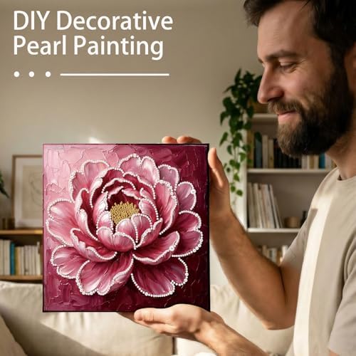 LQCrafK DIY Pearl Art Painting Handcraft Kit for Adults Beginners with Tools and Framed Painting, Creative Design,Self-Adhesive, Healing Stress-Relieving Home Wall Decoration-Flower - Image 5