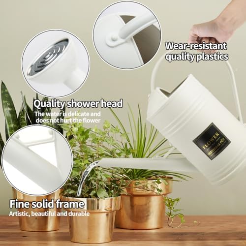 0.5 Gallon Small Watering Can for Outdoor Indoor Plants for House Plants, 12 oz Glass Plant Mister Spray Bottle for Bonsai Garden Flowers (White) - Image 2