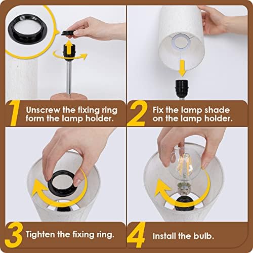 Yarra-Decor Bedside Lamp with USB A+C Charging Ports Set of Two - Touch Control Table Lamp for Wood 3 Way Dimmable Nightstand Lamp with Round Flaxen Fabric Shade (LED Bulb Included) (Y4-2 Pack) - Image 6