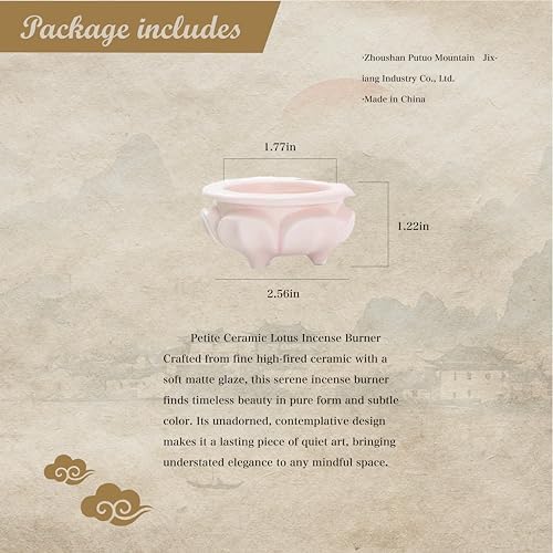 Ceramic Lotus Incense Burner for Sticks, Cones & Resins Petite Secure Ash Bowl with Minimal Spill, Decorative Holder for Desk, Altar & Meditation, Traditional & Modern Ritual Use, Blush Pink - Image 2