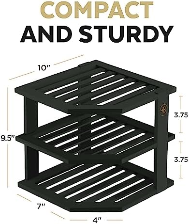 Bambüsi Black 3-Tier Corner Shelf, Kitchen Cabinet Organizer, Bamboo Rack - Image 3
