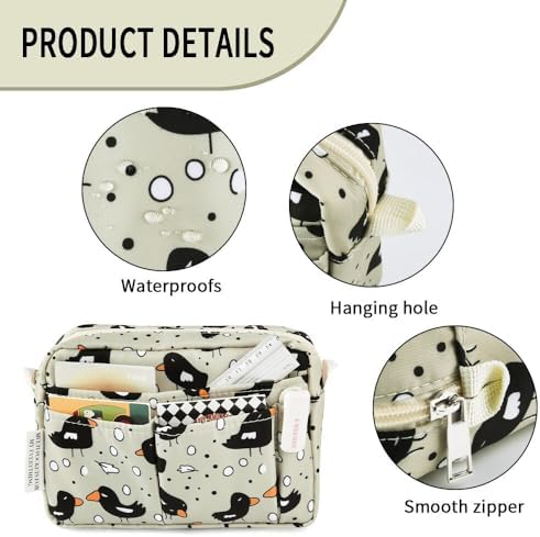 Multiple Pockets Portfolio Organizer with Zipper,Makeup Bag Pencil Pouch - Image 5