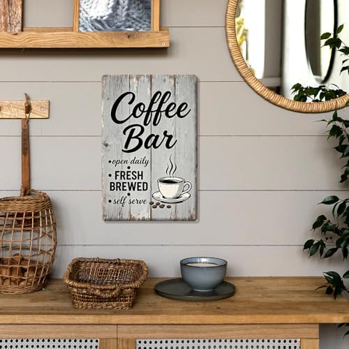 Coffee Bar Metal Tin Self Serve Fresh Brewed Open Daily Sign - Image 6