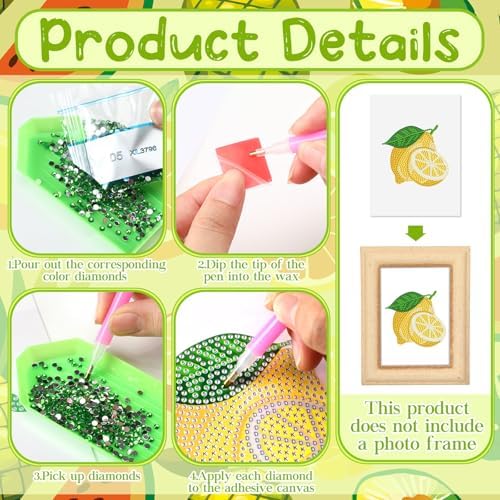 Xuhal 30 Pcs Fruit Mini Diamond Art Kits for Adults Small Diamond Painting - Image 5