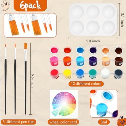 Dinifee 6 Pack Pre Drawn Canvas for Painting Pre Printed Canvas Kit 8 x 10 Inch Stretched Cotton Paint and Sip Set for Adults Couple Party Graduation Summer Date Night(Halloween) - Image 4