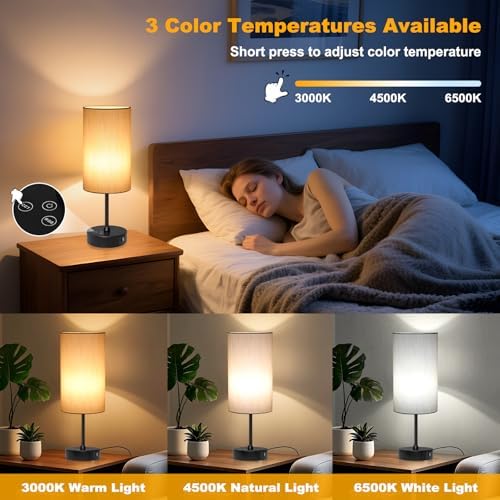 Unicozin 17Inch Table Lamp for Bedroom, Touch Control Bedside Lamp for Reading, 3 CCT & 7 RGB Color Changing, Dimmable Nightstand Lamp for Kids Room Living Room Office, Grey Shade - Image 5
