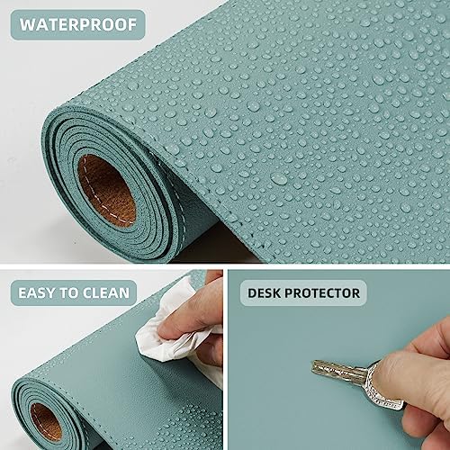 AFIING Cork Desk Mat, 31.5" x 17", Light Blue,Desk pad Protector - Image 4