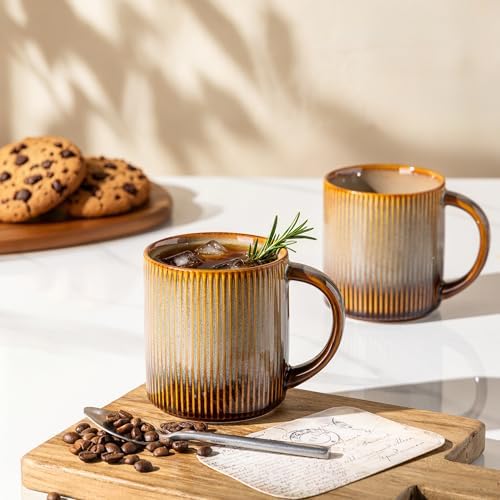 theterra Ceramic Coffee Mugs Set of 6, 14.2 oz Coffee Cups with Handle - Image 6