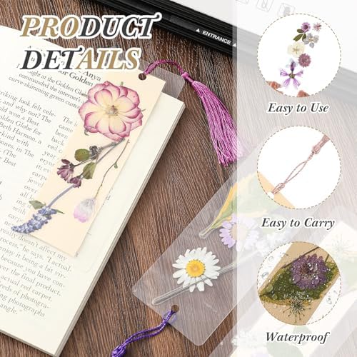Fuyoooo 376 Pcs Pressed Flower Bookmark Kit,Purple,2 x 6 Inch - Image 4