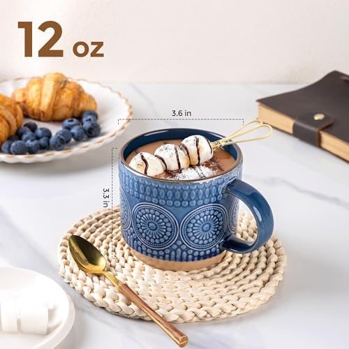 GBhome 12 oz Coffee Mugs Set of 4, Stackable Ceramic Coffee Cups Set - Image 2