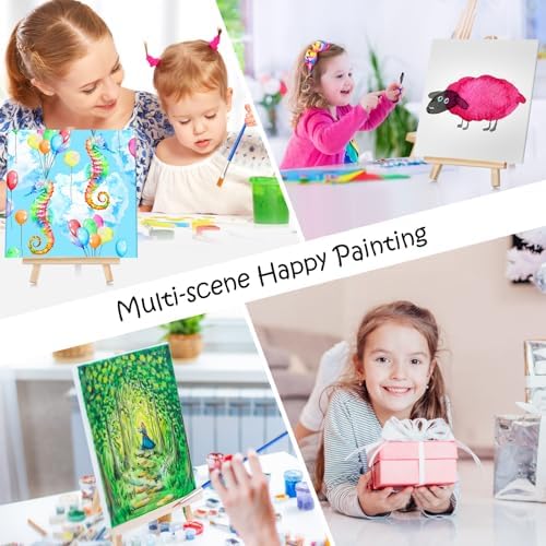 Hdviai Acrylic Paint Canvas Set – Canvas Painting Kit with Wood Easels, Brushes, Paint Sticks, Palettes – Art Supplies for Beginners, Ideal for Parties & DIY Painting (6 x 6inch) - Image 7