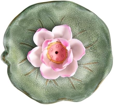 KR. LIF Lotus Incense Holder & Burner, Agarbatti Stand, Detachable Lotus Leaf Incense Tray, Ash Catcher for Altar, Sage & Palo Santo, Ceramic - Image 5