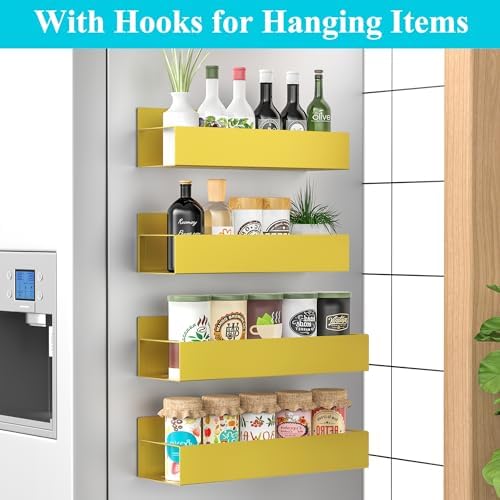 HuggieGems Metal Magnetic Spice Rack for Refrigerator Gold, 4 Pack - Image 2
