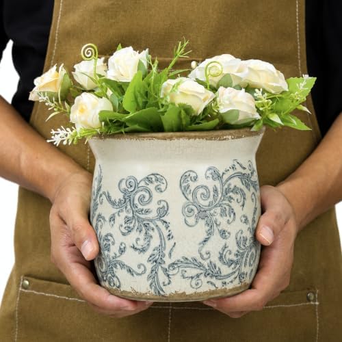 Doysayes Vintage Ceramic Flower Pot for Indoor Plant with Drainage Hole - Image 7