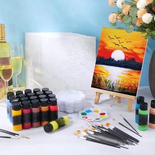 Sherr 24 Pcs Pre Drawn Canvas for Adult, Scenery, 8 x 10 Inch - Image 2