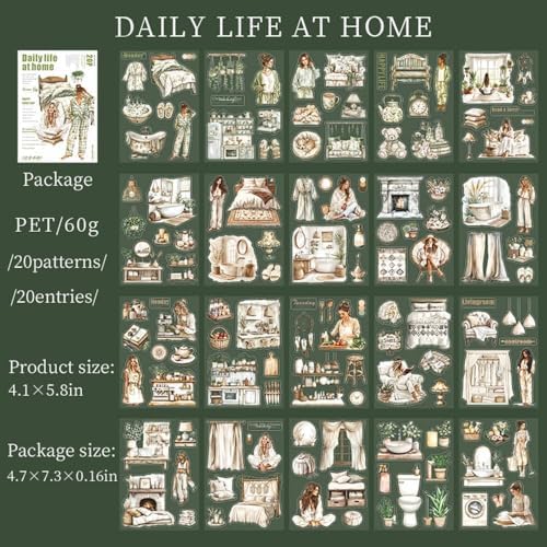 Scrapbook Stickers for Journaling Supplies, Girls PET Journal Sticker Book - Image 2