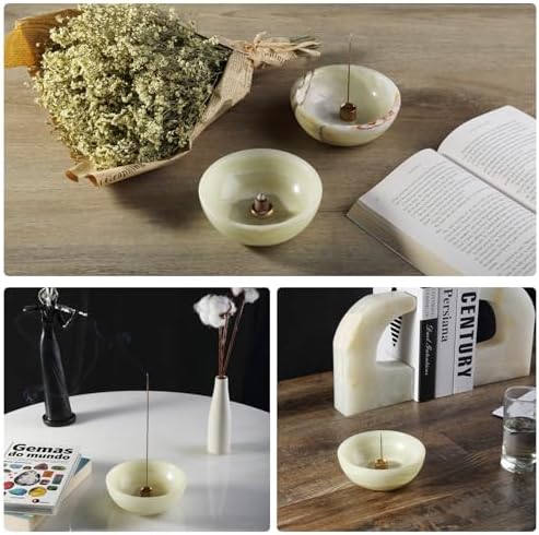 Koville Turkish Natural Marble Incense Holder, 5inch Incense Holders for Sticks, Sturdy Incense Burner Ideal for Meditation and Relaxing, Easy to Clean(Green Onyx) - Image 4