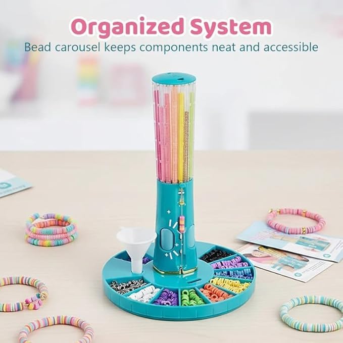 Quick-Click Bracelet Maker Kit: 2047pcs Beads & Charms, DIY Jewelry Making Kit with 23 Colors, Easy Click Threading Bead Carousel, Friendship Bracelet Kit for Kids & Teens, Craft Gift for Girls