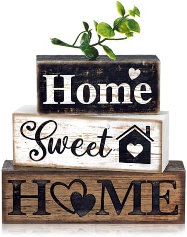 Moucuny 4 Pcs Farmhouse Wooden Tabletop Decor Farmhouse Tiered Tray Decor by Moucuny