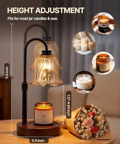Candle Warmer Lamp with Timer Dimmer,2 Bulbs, Floral - Image 2