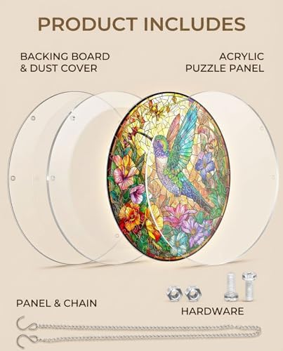Acrylic Jigsaw Puzzle Suncatcher - Hummingbird Garden - Image 4