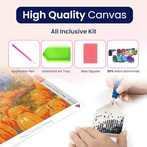 Pumpkin Patch Diamond Art Kit for Adults Fall Truck Dog 5D Painting 12x16 - Image 5