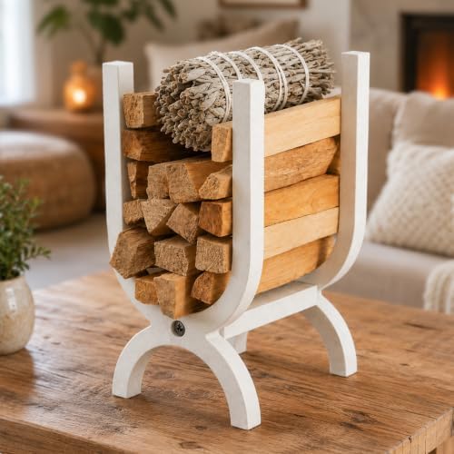 White Wooden Palo Santo Holder, Incense Storage for Palo Santo & Sage by MOUGIGI