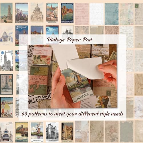 565 Pcs Vintage Scrapbook Paper Kit, Scrapbook Paper Supplies with Flowers Stickers, Journaling Decorative CraftPaper Set for Junk Journal, Retro Crafts - Image 5