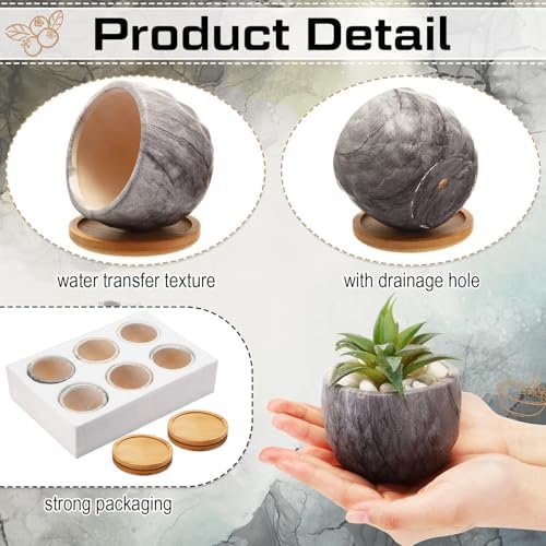 Ziliny Marbling Ceramic Flower Pot 3.35 Inch Succulent Small Plant Cactus Herbs Planter Ceramic Pot with Drainage Hole Matte Round Container(12 Pcs,Simple Style) - Image 4