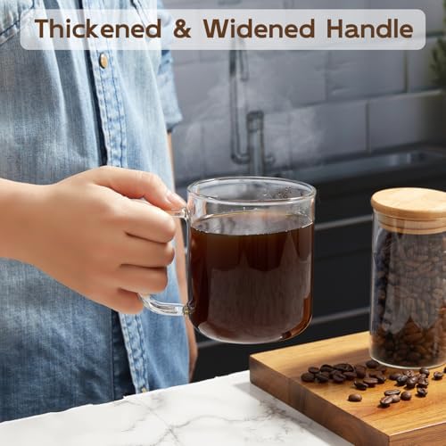 Glass Coffee Mugs, 16 oz Ice coffee cups, Large Clear Tea Cups Set of 2, Glass Mugs with Handles, Glass Cups for Latte, Cappuccino, and Tea - Image 6