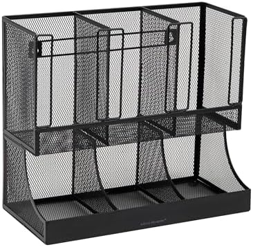 Mind Reader Multipurpose Countertop Organizer, Office Breakrooms, Cup and Condiment Station, Metal Mesh, Black - Image 5