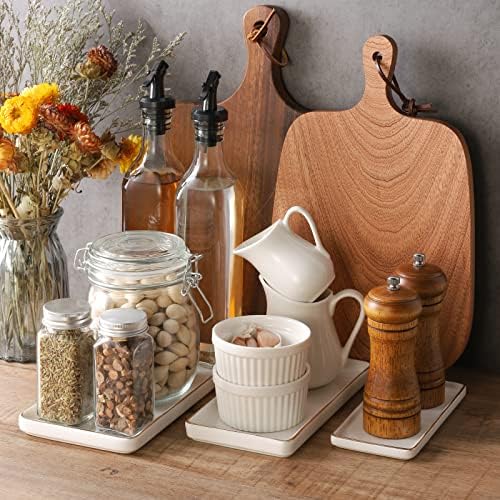 Gurygo 10" Bathroom Tray, Ceramic Vanity Trays for Bathroom, Small Ceramic Tray, Kitchen Soap Trays for Kitchen Counter (White with Gold-Edged, 10",Set/1) - Image 7