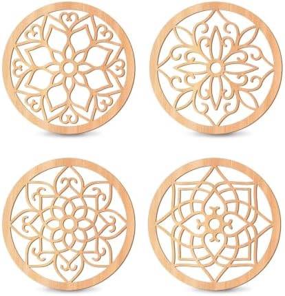 KOYILTD 4 Pcs Thicken Wooden Wall Art Rustic Farmhouse Flower Wall Art by KOYILTD