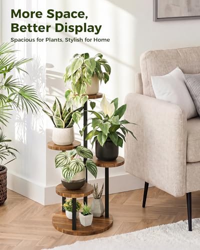 Bamworld Plant Stand Indoor Wood Plant Stand 4 Tier Brown - Image 5